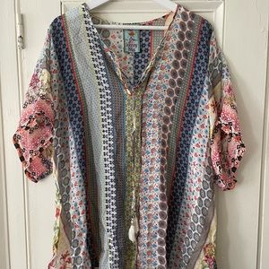 Like new Johnny Was silk multi-colored oversized top size XL